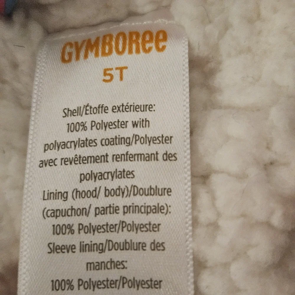 Gymboree Girls 5T Dinosaur Puffer Jacket Pink Hooded Sherpa Lined